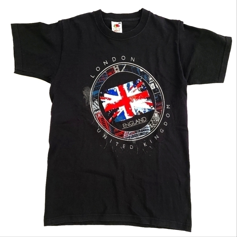 3/$20 Black London England Flag Tee